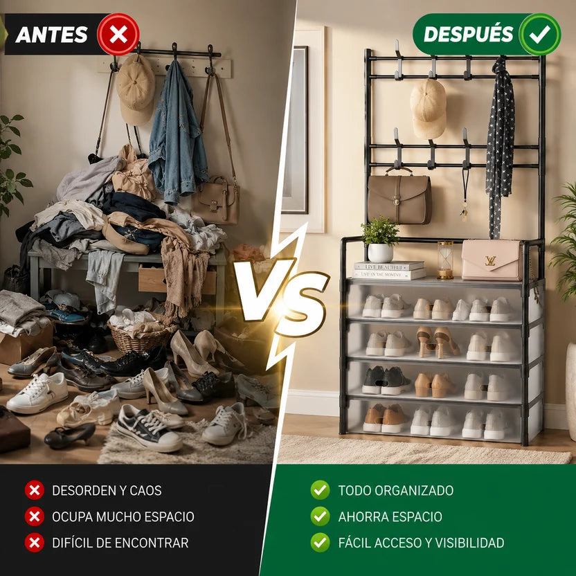 Zapatero Organizador Con Perchero de 5 Niveles