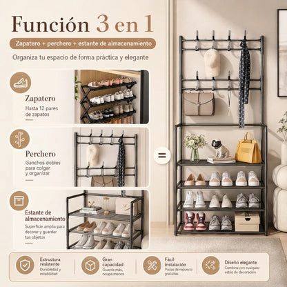 Zapatero Organizador Con Perchero de 5 Niveles