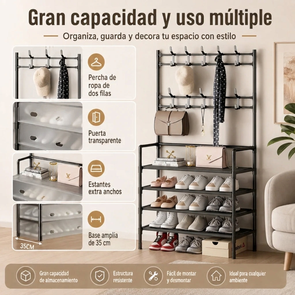Zapatero Organizador Con Perchero de 5 Niveles