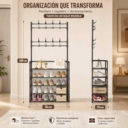 Zapatero Organizador Con Perchero de 5 Niveles